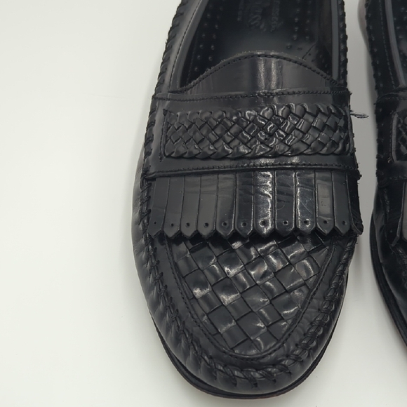 G.H Bass & Co Men\'s Weejuns Leather Woven 11 Black Kiltie Detail Slip On Loafers main image 5